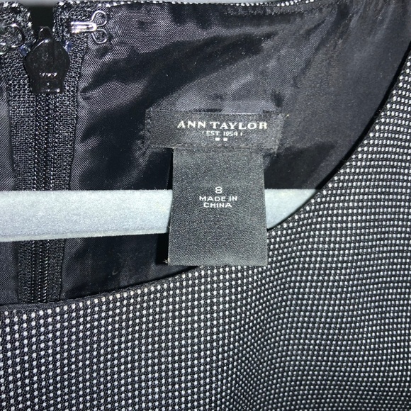 Ann Taylor black micro check sleeveless sheath dress sz 8 back zip vent lined - Picture 4 of 8